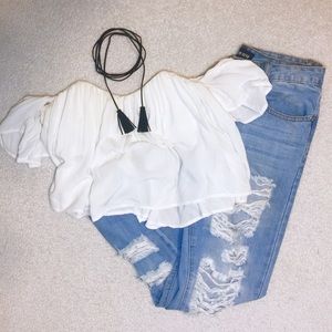 Flowy off-the-shoulder crop top
